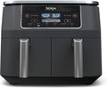 DZ201 Foodi 8 Quart 6-in-1 DualZone 2-Basket Air Fryer, Match Cook and Smart Finish to Roast, Broil, Dehydrate for Quick Easy Meals, Grey