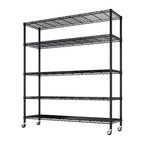 IVV 5-Tier Wire Shelving Unit with Wheels, 3125LBS NSF Heavy Duty Adjustable Metal Storage Rack for Garage,Pantry,Kitchen,Business,Warehouse, 59.06"W x 17.72"D x 74.02"H (Black)