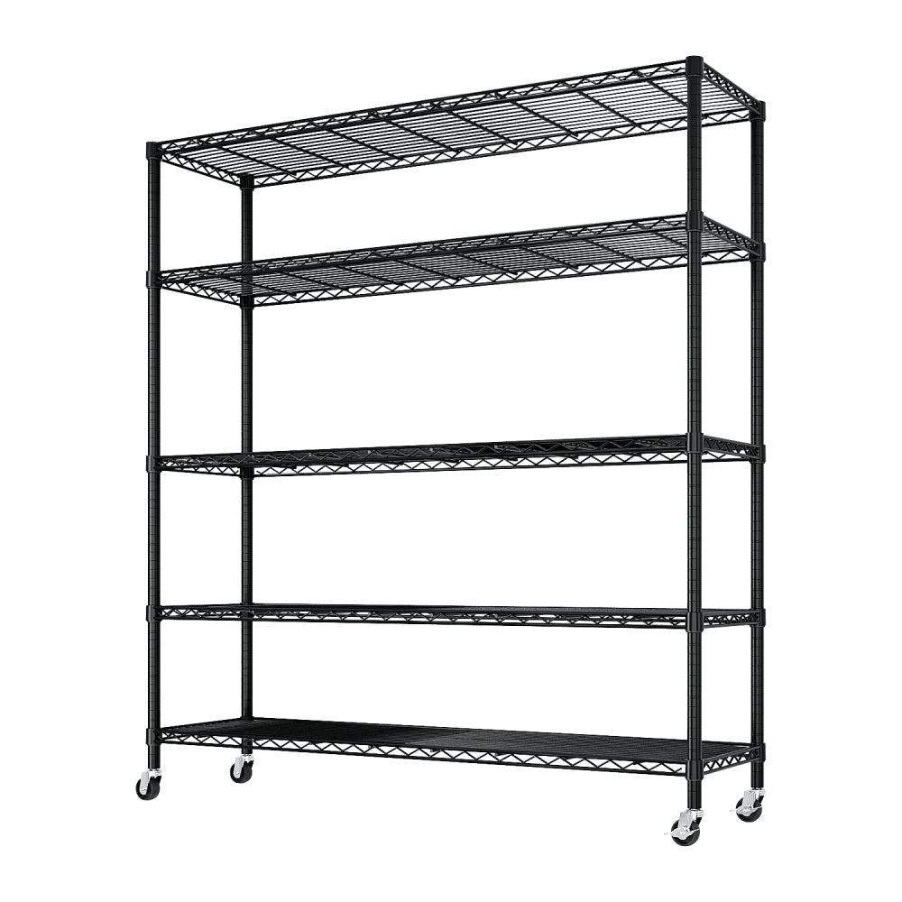 IVV 5-Tier Wire Shelving Unit with Wheels, 3125LBS NSF Heavy Duty Adjustable Metal Storage Rack for Garage,Pantry,Kitchen,Business,Warehouse, 59.06"W x 17.72"D x 74.02"H (Black)