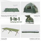 Patiojoy 1-Person Folding Camping Tent Cot Portable Pop-Up Tent w/Sleeping Bag & Air Mattress for Outdoor
