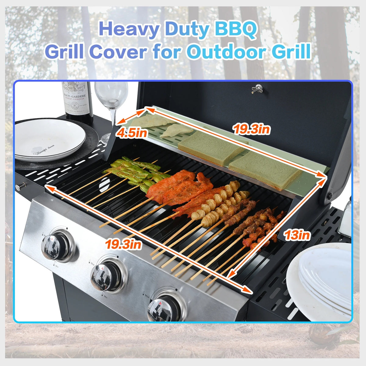 Qiushi 3-Burner Propane Gas Grill, 26,000 BTU Stainless Steel BBQ Grill with 2 Shelves & Thermometer, Outdoor Patio Grill with Electronic Ignition, Wheels & Bottle Opener -M?Durable & Even Heating