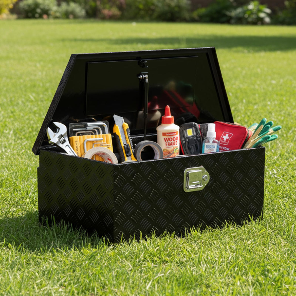 39 inch Trailer Tongue Box,Aluminum Trailer Tool Box for Storage,Trailer Box w/Lock and Keys,Heavy Duty Waterproof Black Box - 39 X 15 X 12 inch