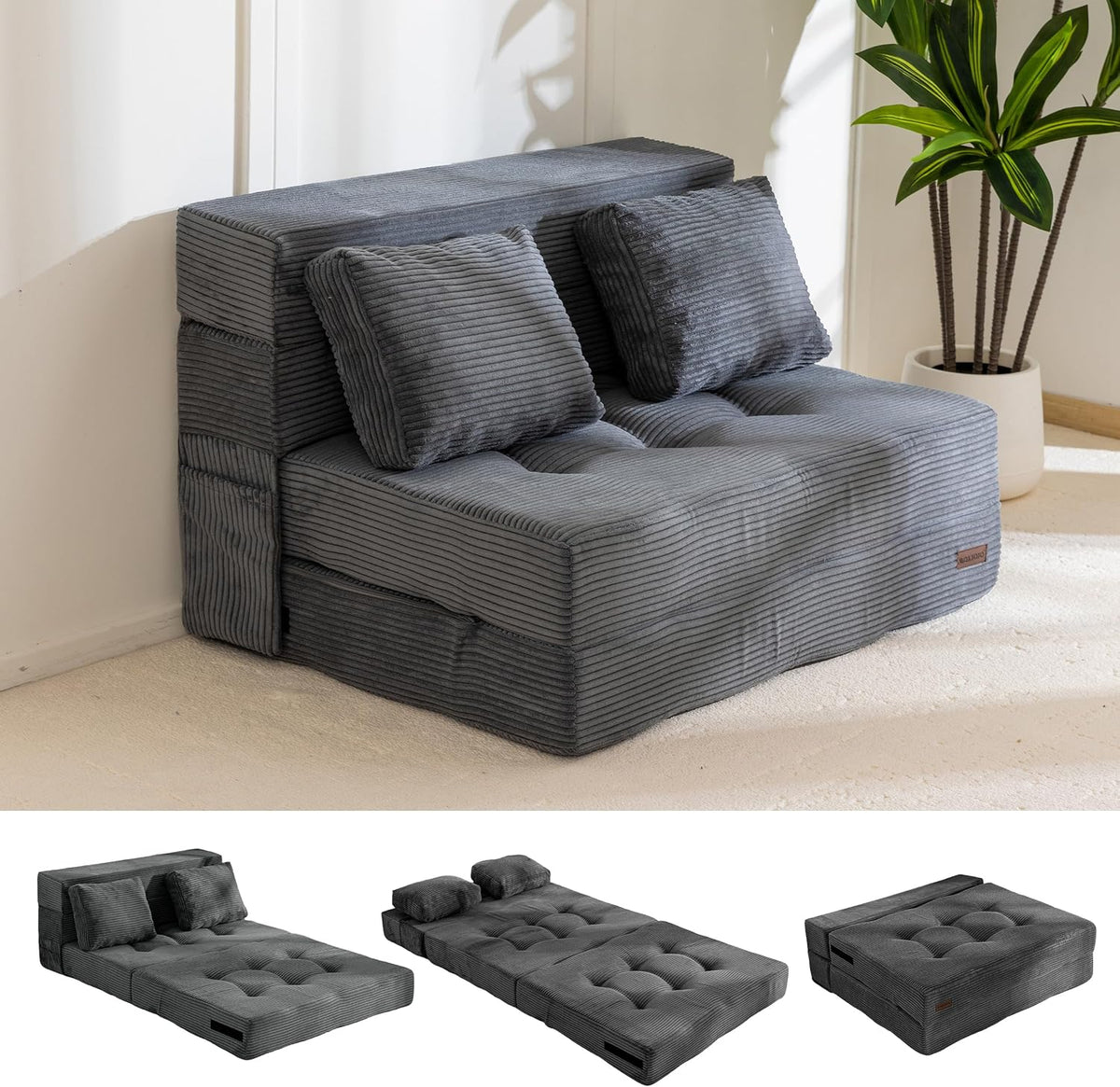 Convertible Sofa Bed, Fold Out Sofa Couch with Pillow for Adults
