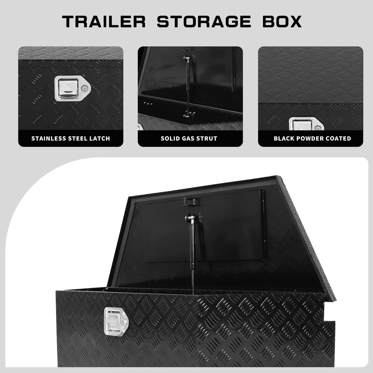 39 inch Trailer Tongue Box,Aluminum Trailer Tool Box for Storage,Trailer Box w/Lock and Keys,Heavy Duty Waterproof Black Box - 39 X 15 X 12 inch