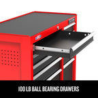 26-Inch W x 36.5-Inch H 5-Drawer Steel Rolling Tool Cabinet, Red