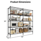 TROPOW 5 Tier Wire Shelving Garage Shelving Heavy Duty Adjustable Garage Shelves, Storage Rack for Storage Warehouse Pantry Closet, Basement Pantry Utility Storage Shelves, 59" W X59 H X 13.8" D