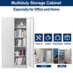 Aobabo Metal Storage Cabinet with Lock & Pegboard,Garage Storage Cabinet with 5 Adjustable Shelves,Tool Storage Cabinets for Home Office Garage,Assembly Required,Black