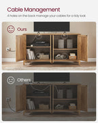 Buffet Cabinet Sideboard Storage Cabinet with Adjustable Shelves for Living Room Rustic Walnut