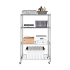 Seville Classics Solid Steel Wire Shelving Storage Unit Adjustable Shelves Organizer Rack, for Home, Kitchen, Office, Garage, Bedroom, Closet, Silver, 4-Tier, 36" W x 14" D