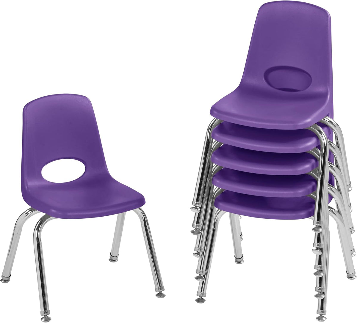 10" School Stack Chair with Swivel Glides, Purple, 6-Pack