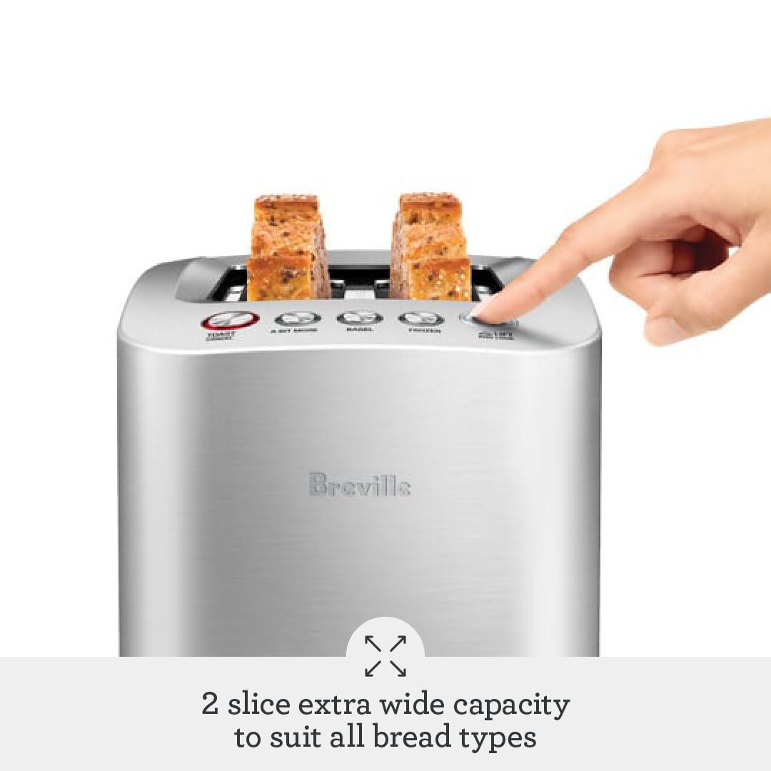 Die-Cast Smart Toaster, 2-Slice, Brushed Stainless Steel