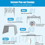 GVN Patio 10x10FT Instant Pop-up Canopy Folding Tent with Sidewalls and Awnings Outdoor-Gray, Full Waterproof Outdoor Party Event Tents for Outside Party Waterproof Tent BBQ Shelter