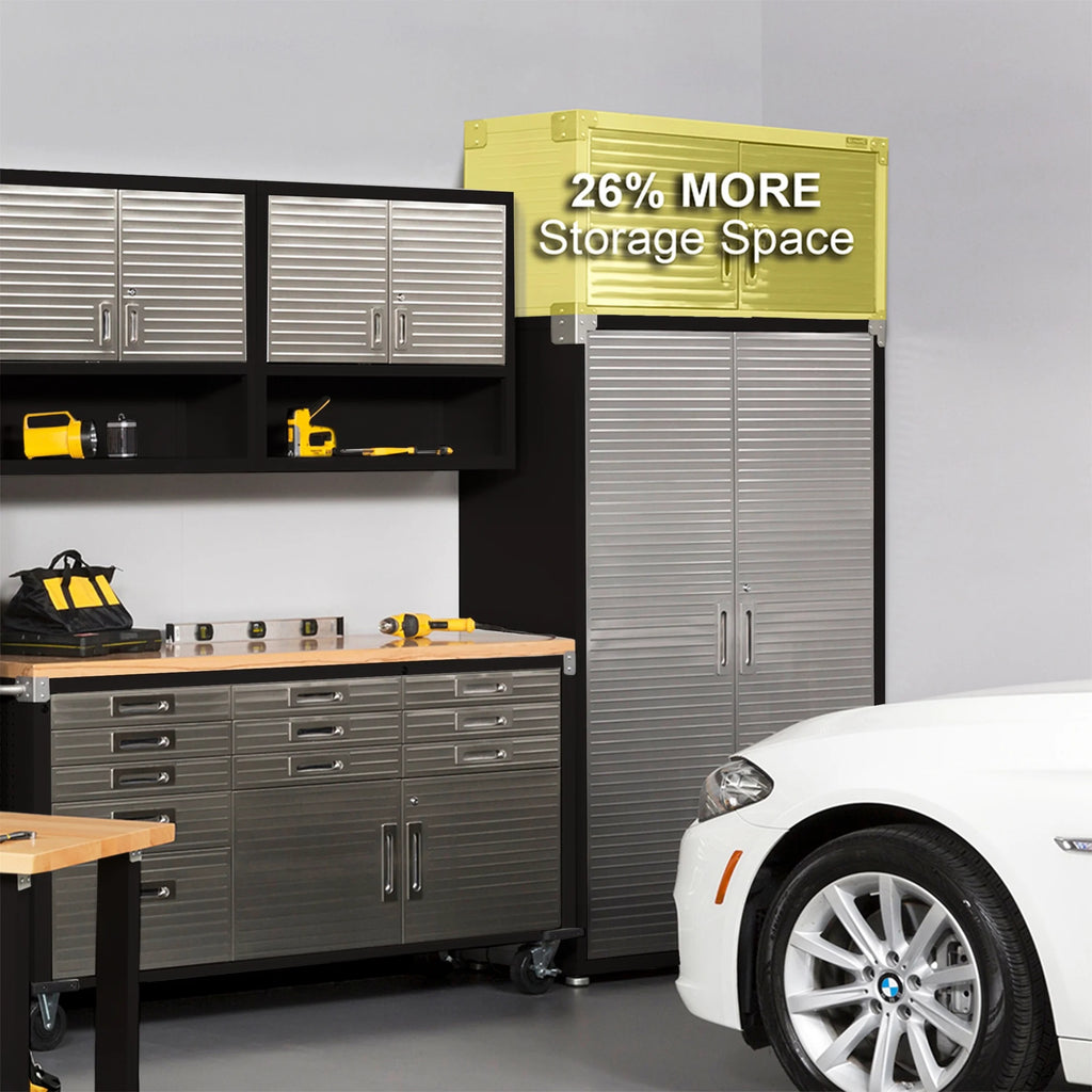 Seville Classics UltraHD Mega 2-Door Lockable Stacker Storage Cabinet, 48" W X 24" D X 18.5" H, Graphite