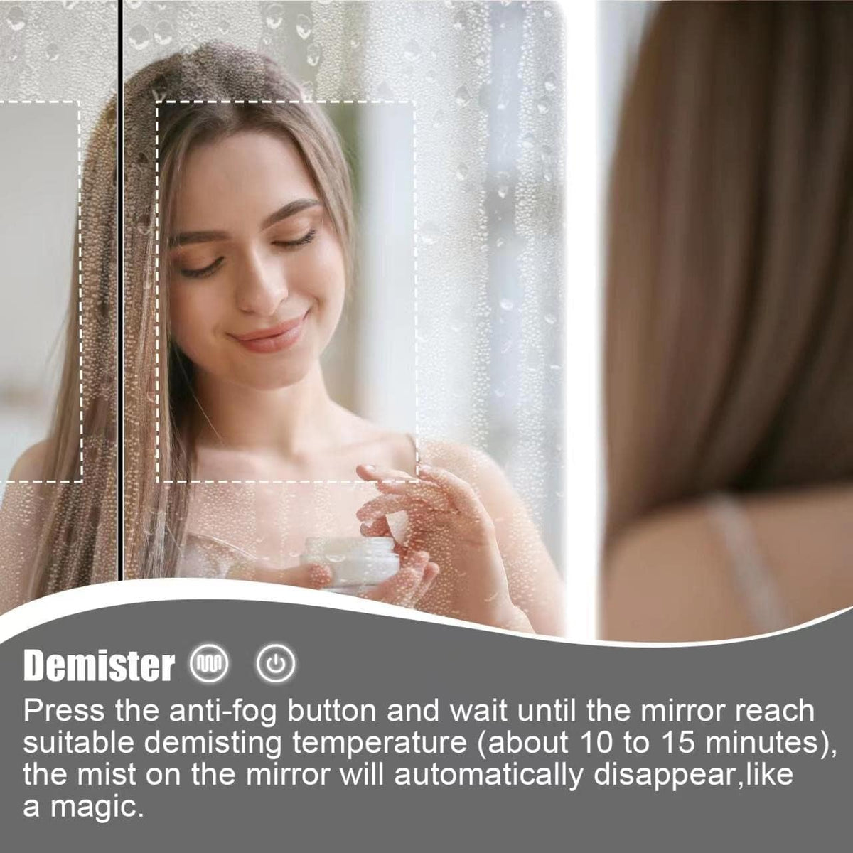 24 Inch x 28 Inch Illuminated LED Mirror Cabinet for Bathroom, Stainless Steel Wall Mounted Medicine Cabinet with Double Touch Switches for Color Change, Dimmer & Anti-Fog Function
