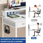 Small Computer Desk with Fabric Drawers and Monitor Stand, Compact Home Office Workstation for Small Spaces