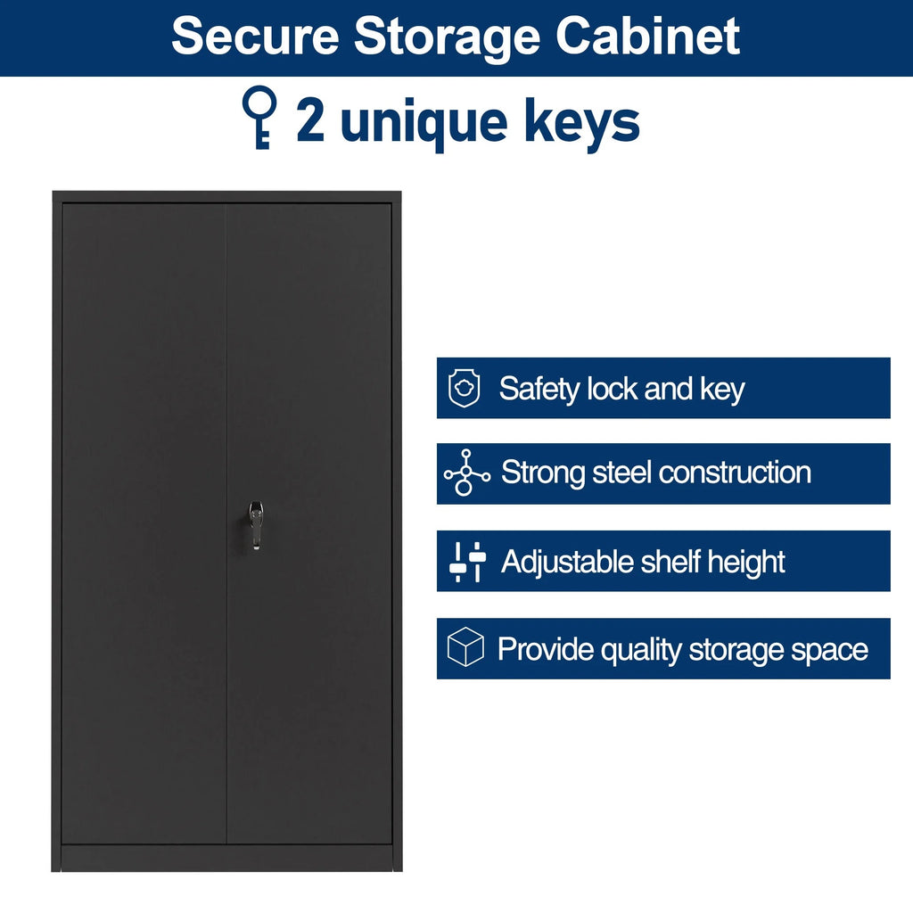 Aobabo 72 Inch Locking Storage Cabinet w/ Adjustable Shelves, Gray