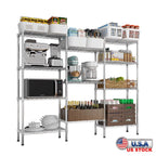 Tcbosik Heavy Duty Wire Shelving Unit, 4-Tier Adjustable DIY Metal Rack, Storage Organizer for Kitchen, Pantry, Garage, Silver