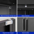 Metal 3 Tier Storage Cabinet, Storage Cabinet with 2 Doors and 2 Adjustable Shelves, Steel Lockable Garage Storage Cabinet Metal File Cabinet for Home, Office, School, Gym, White