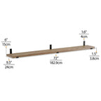 72 Inch Floating Wood Wall Shelves, Set of 3 Burnt Wood Display and Storage Shelves for Home Decor