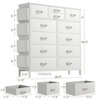 12 Drawer Fabric Dresser, Tall Bedroom Chest of Drawers with Storage