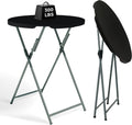 32" Round Folding Cocktail Table, HDPE Material Top with Steel Frame, Stable and Easy to Clean, High Top Table for Parties, Patio, Events, 2 Pack, Black
