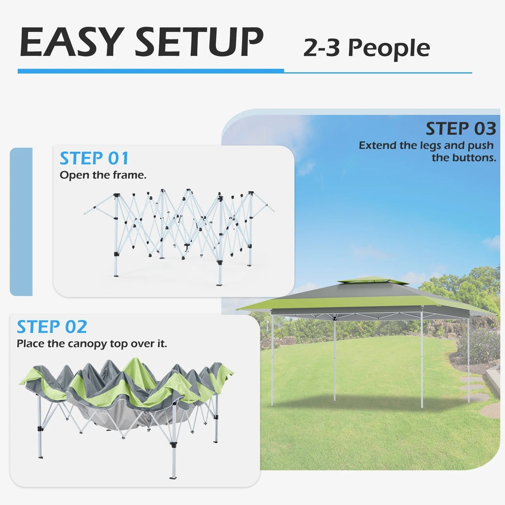 AVAWING 12x12 ft Outdoor Pop-up Canopy Party Tent Easy Setup Patio Wedding Tent, Khaki