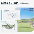 AVAWING 12x12 ft Outdoor Pop-up Canopy Party Tent Easy Setup Patio Wedding Tent, Khaki