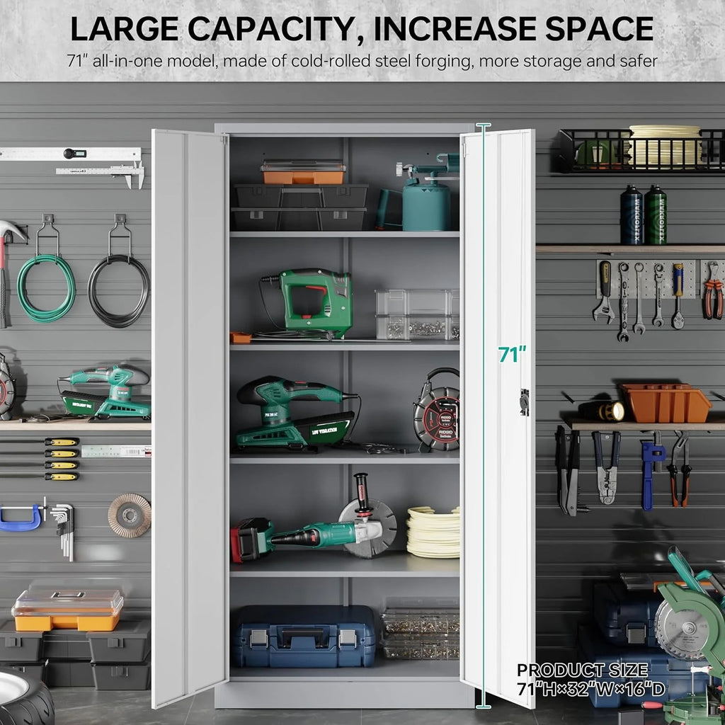 HLL 36 inch Metal Storage Cabinet with Doors and Shelves,Small Black Locking Garage Cabinet,Lockable Short Steel Cabinets for Home,Office,Shop,Garage