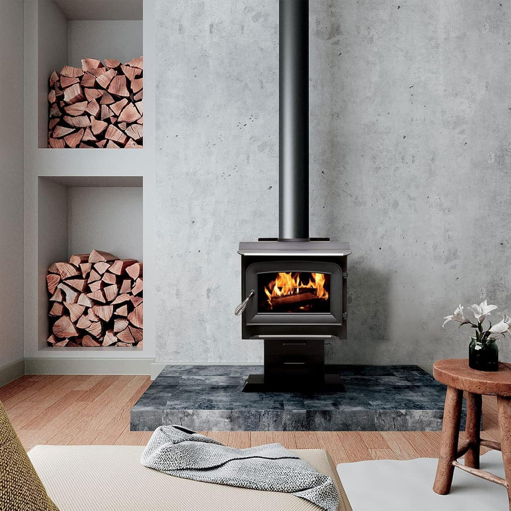 AW1120E-P 1200 Sq. Ft. Pedestal Wood Stove