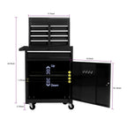 5-Drawer Rolling Tool Chest & Removable Tool Box with Locking System, Tool Box Organizer with 4 Wheels&Hooks, Large Capacity Garage Storage Cabinet for Warehouse and Repair Shop, Orange