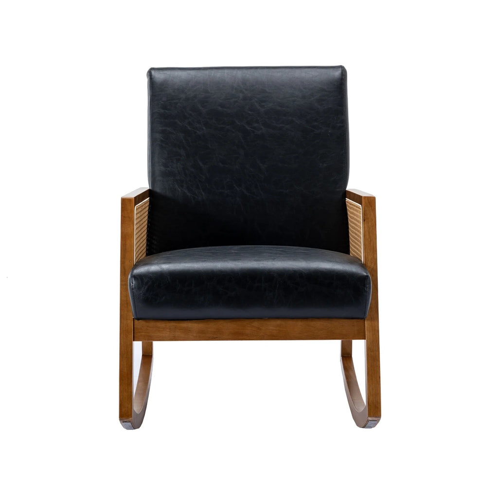 Upholstered Tall Back Rocking Chair, Smooth Gliding Accent Armchair for Comfortable Living Room Seating