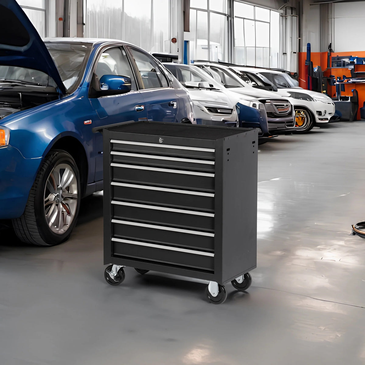 7-Drawer Rolling Tool Chest with Wheels -C Heavy-Duty Tool Storage Cart for Garage, Workshop, or Job Site