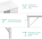 40 Inch Small White Desk with Fabric Drawers, Compact Computer Writing Desk for Home Office, Bedroom and Study