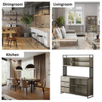 WIAWG Garage Cabinet with 3 Drawers and Metal Mesh Door, Industrial Mutifunctional Tool Storage Cabinet for Warehouse, Basement, Home Office (Walnut)
