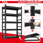 Garage Shelving 3500LBS Storage Shelves 5-Tier Adjustable Metal Shelving Units Garage Storage Shelves Heavy Duty for Industrial, Warehouse, Basement, Commercial, Black