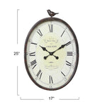 Metal Wall Clock with Bird Design, Decorative Vintage Hanging Clock for Living Room, Bedroom and Home Decor