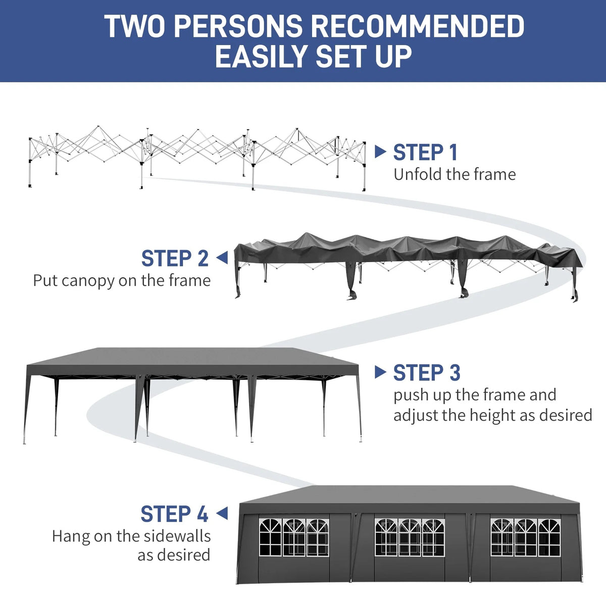 UBesGoo Ez Pop Up Patio Canopy Tent Gazebo Outdoor Party with 6 Sidewalls 10 x 20 ft Blue