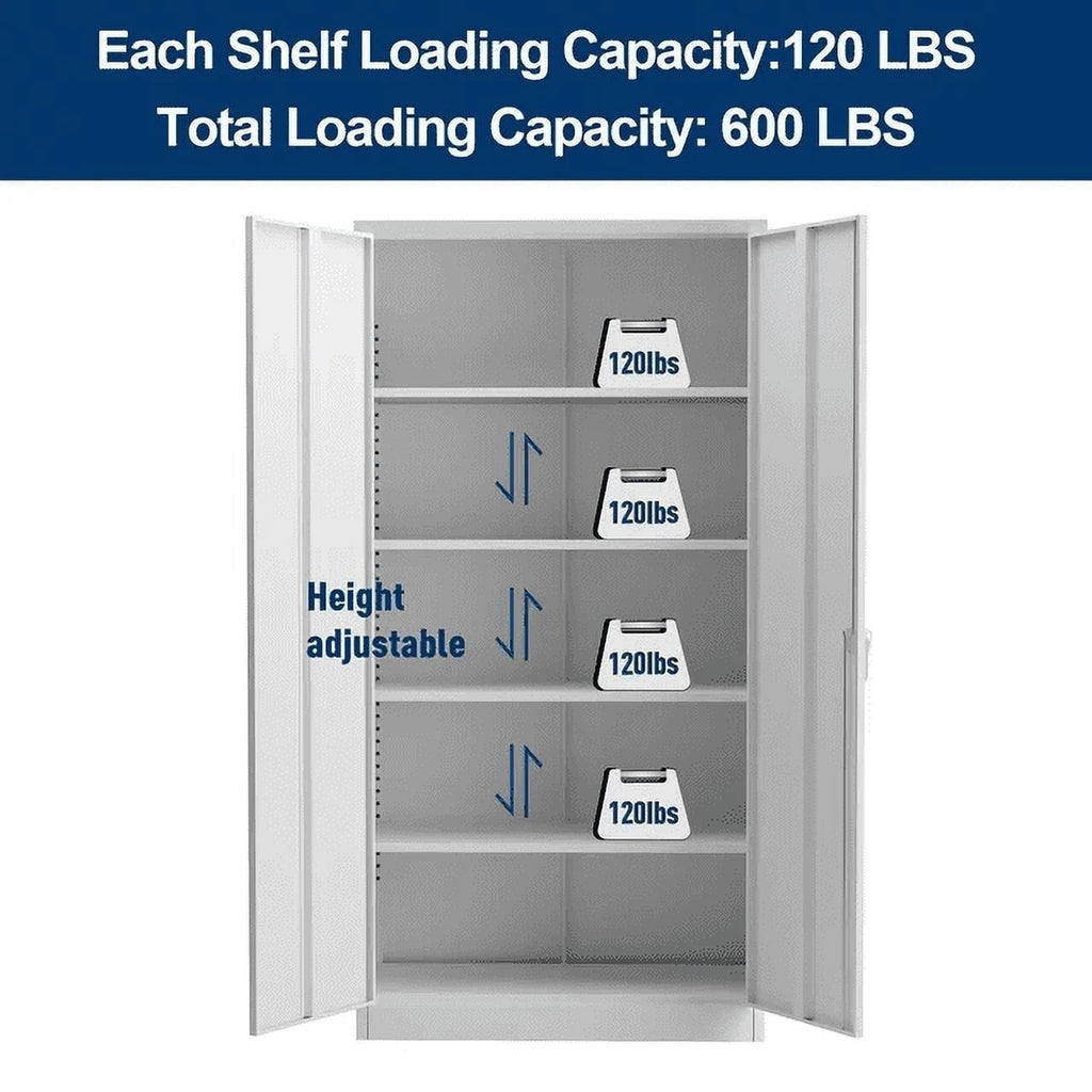 GAEANET 2 Door Metal Storage Cabinet with 5 Adjustable Shelves &Pegboard, 71" H-32" W-16" D Locking Steel Garage Cabinet, for Garage,Office,Home,Gym,School, File Cabinet,Assembly Required, Black