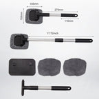 Lingouzi Car Cleaning Brush,extendable Windshield Cleaning Tool, Strong Absorbent Car Window Cleaner with 2 Pcs Washable Pads , Multifunctional Use Windshield Cleaner Tool Kit