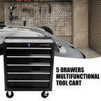 Lisonu 5-Drawer Rolling Tool Chest, Mobile Tool Storage Cabinet with Locking System & Wheels, Heavy-Duty Steel Organizer for Garage and Workshop, Green