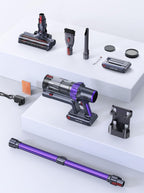 Cordless Vacuum Cleaner, 2 Batteries 110 Mins Runtime Vacuum Cleaners for Home, 45KPA 550W Stick Vacuum with Brushless Motor, Automatically Adjust Suction, Handheld Vacuum for Pet Hair/Carpet/Floor