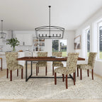 Set of 2 Upholstered Medallion Dining Chairs, Comfortable Parsons Style Chairs for Kitchen and Dining Room