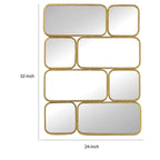 32 Inch Luxury Wall Decor Mirror, 8 Gold Finish Curved Metal Frames
