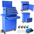 DUOSONG 5-Drawer Rolling Tool Chest, High Capacity Tool Storage Cabinet W/Lockable Wheels, Adjustable Shelf & Anti-Slip Liner, Detachable Tool Box Organizer, Rolling Tool Cabinet Blue Steel Tools &