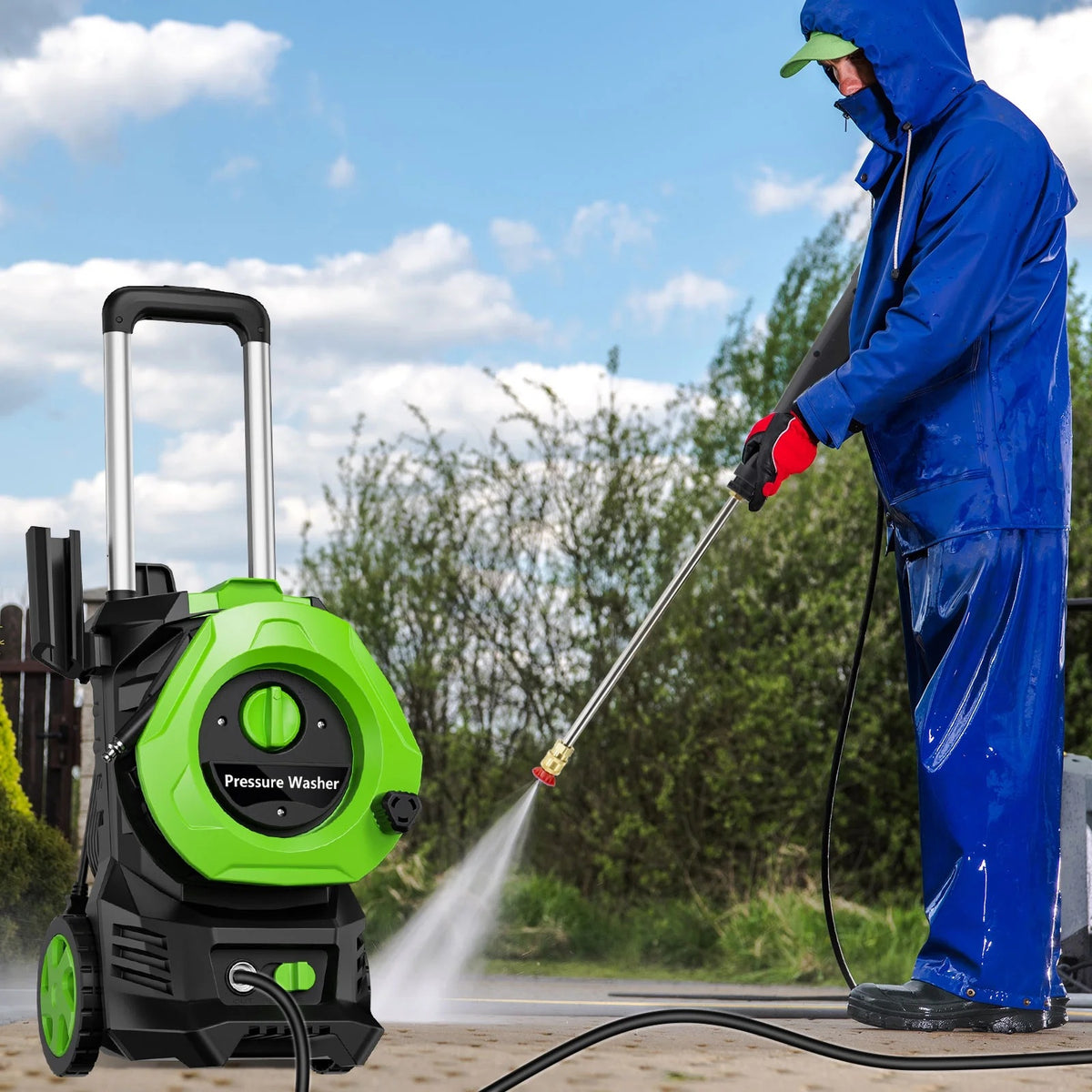 Electric Pressure Washer 4800PSIMax 2.9GPM Pressure Washer with 25 Ft Hose, 16.4 Ft Power Cord, Soap Tank Car Wash Machine Blue Ideal Cleaning for pool, Car, Patio