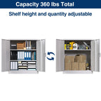 Aobabo Metal Storage Cabinet with Lock & Pegboard,Garage Storage Cabinet with 5 Adjustable Shelves,Tool Storage Cabinets for Home Office Garage,Assembly Required,Black