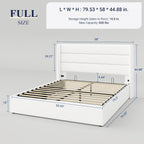 Queen Size Lift Up Storage Bed with Wingback Headboard, Upholstered Platform Bed Frame with Hidden Storage