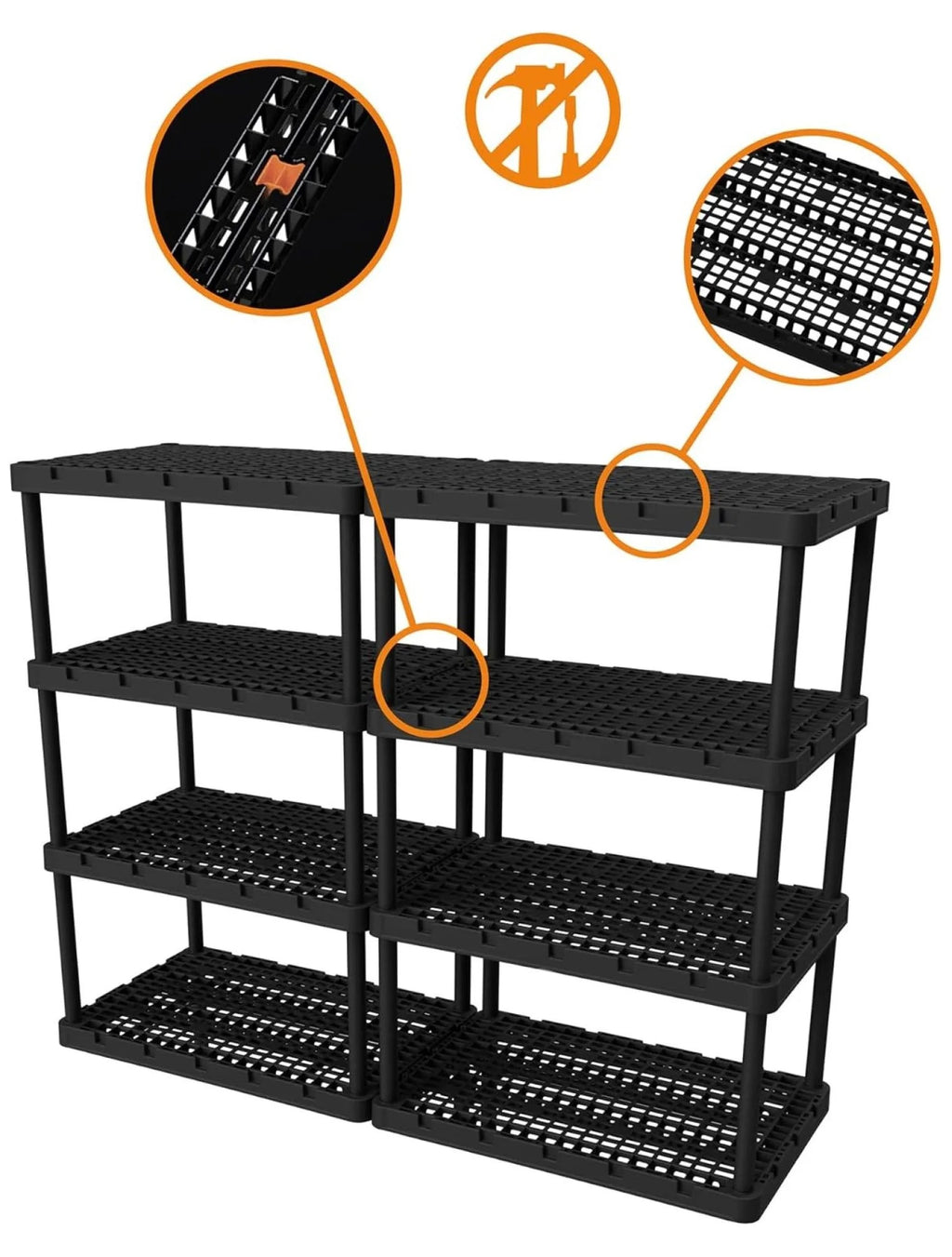 5 Shelf Knect-A-Shelf Ventilated Extra Heavy Duty Storage Unit Organizer System for Home, Garage, Basement, and Laundry, Black