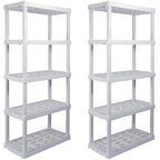 Hyper Tough Plastic Storage Shelves 5-Tier 73.8"H x 36"W x 17.75"D, 2-Pack White, 750 lbs Total Capacity