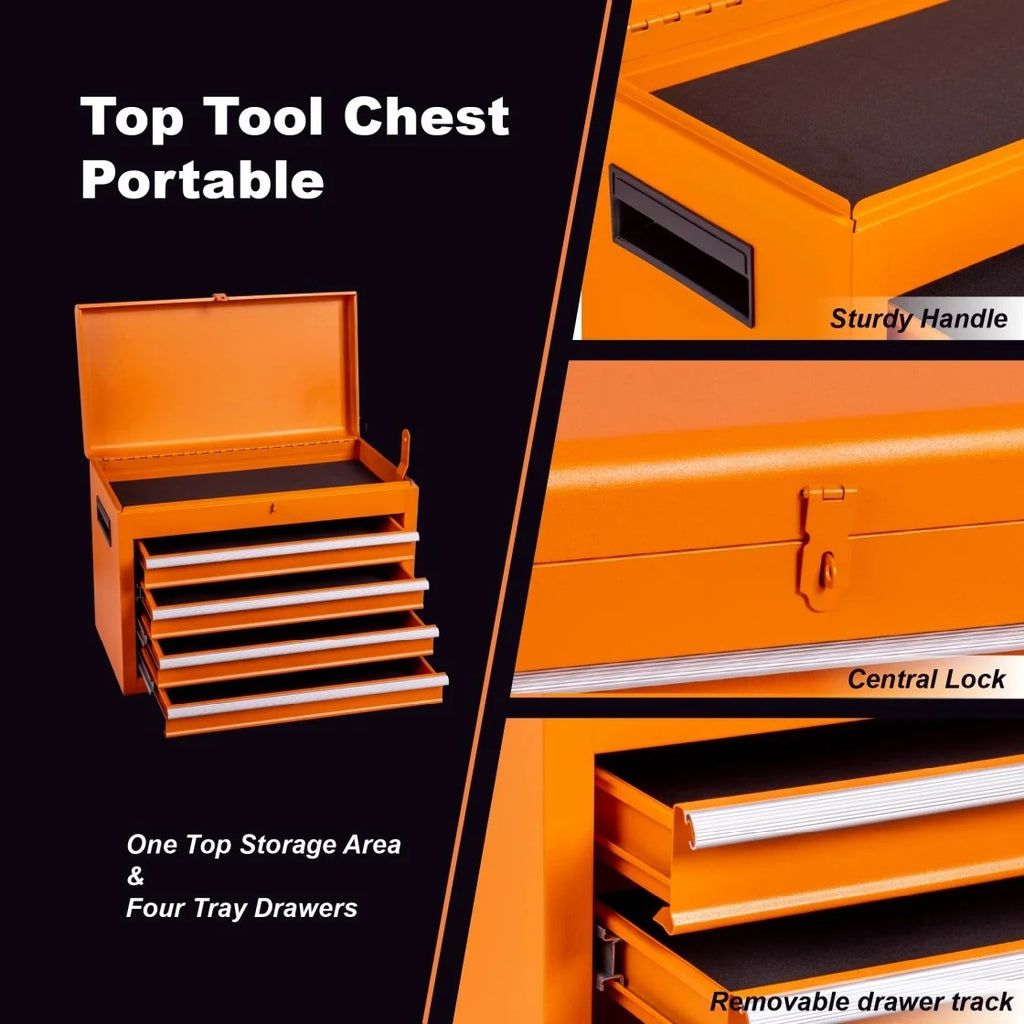 5-Drawer Rolling Tool Chest, 2 in 1 Detachable Tool Box with Lockable Wheels, Adjustable Shelf, and Liner for Garage and Workshop Storage (Yellow)